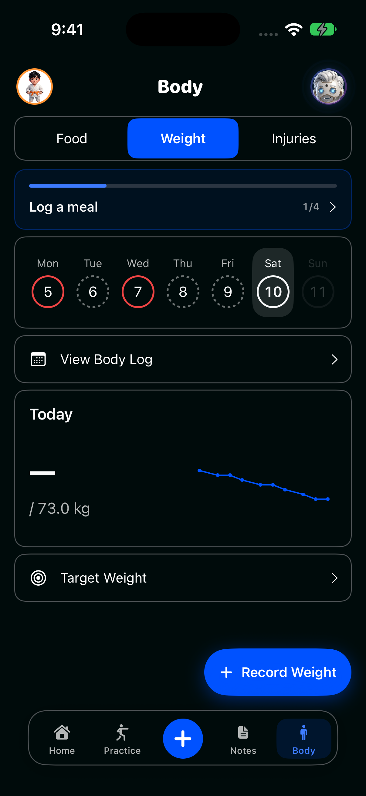 Weight tracking